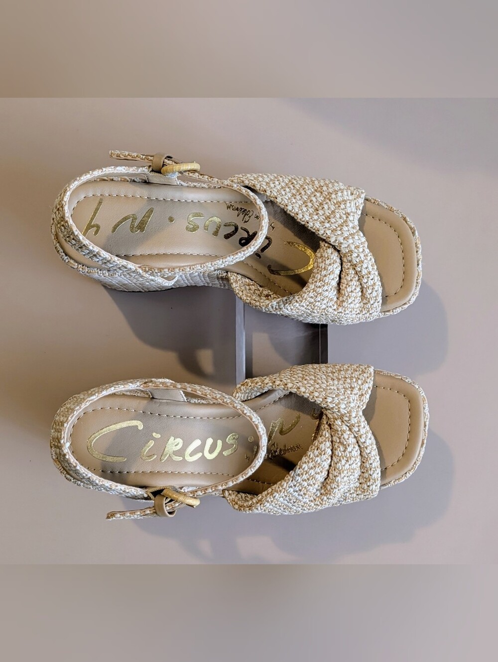 NIB Circus NY Joanne Natural Woven Platform Wedge Sandals Size 7 - Picture 10 of 15